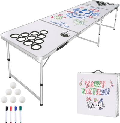 Vevor Beer Pong Table 8' Portable Folding Tailgate Party Table New