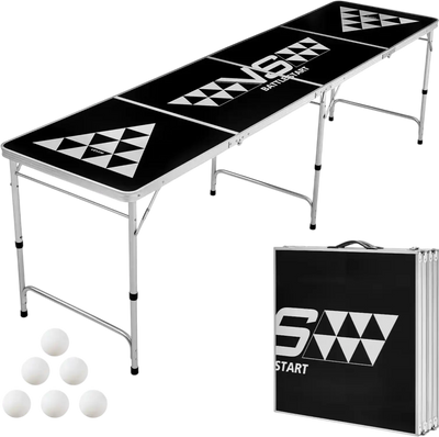 Vevor Beer Pong Table 8' Portable Foldable Tailgate Party Table Black New