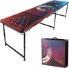 VEVOR 8 Foot Portable Beer Pong Table, LED Lights, Foldable Tailgate Table with Carrying Handles and 6 Pong Balls, Adjustable Height, Lightweight Table for Office, Tailgate Party, Travel & Camping
