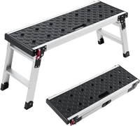 VEVOR Folding Work Platform, 35.8 x 12.2 in Aluminum Step Stool, 16.5 in Height, 500 lbs Load Capacity, Heavy Duty Platform Ladder with Locks, Portable Work Bench for Painting & Maintenance & Home