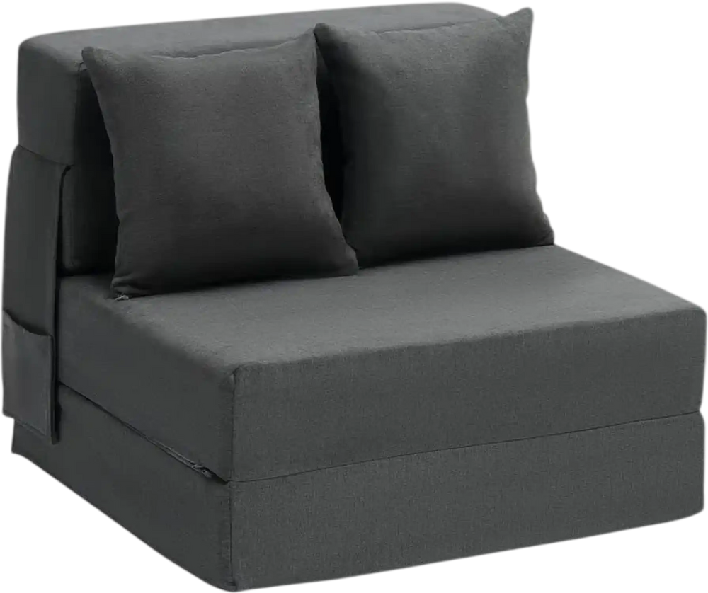 VEVOR Folding Sofa Bed, 3-in-1 Foldable Couch Bed with 2 Pillows and Washable Cover, 25D High Density Memory Foam Convertible Sleeper Chair Bed, Futon Couch for Living Room, Bedroom, Dark Grey(Single)
