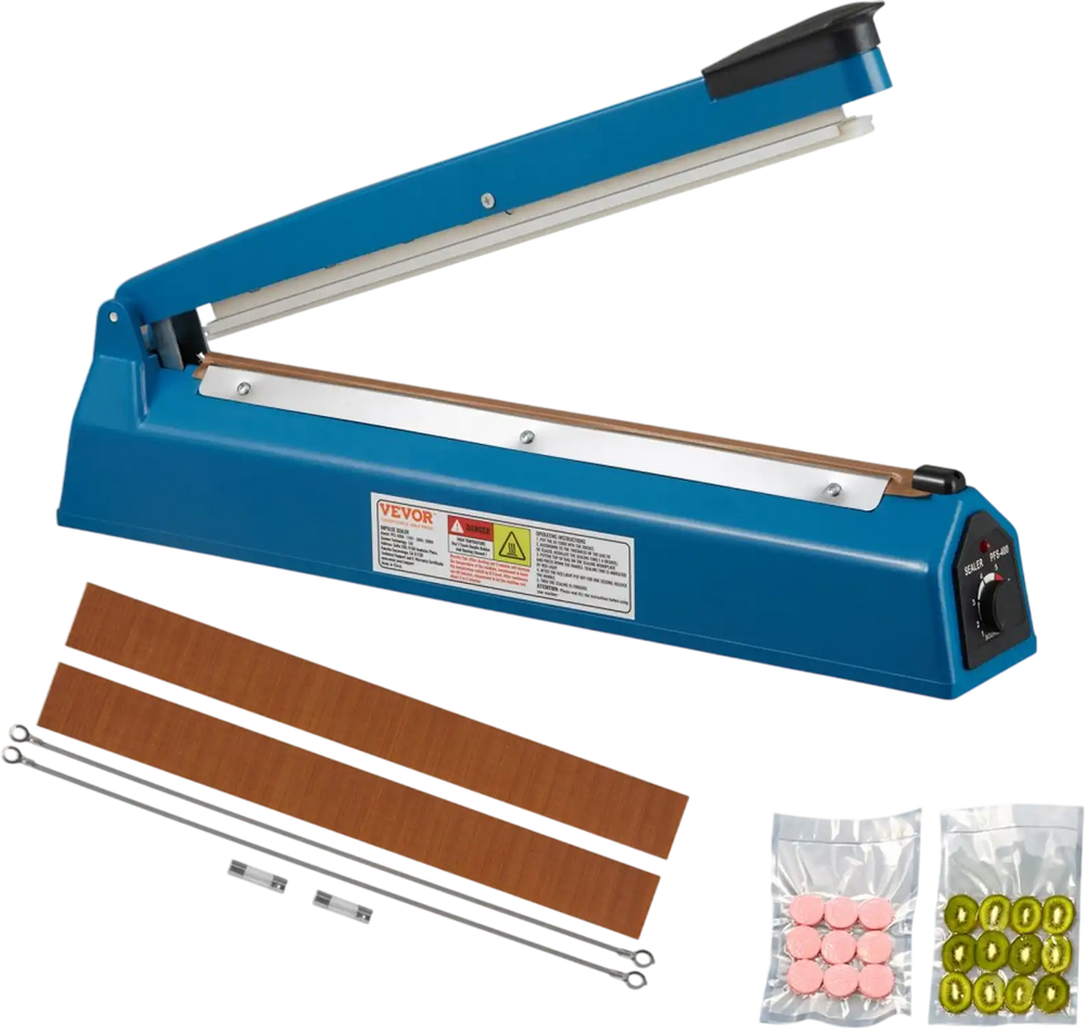 VEVOR Impulse Sealer 16 inch, Manual Heat Seal Machine with Adjustable Heating Mode, ABS Shrink Wrap Bag Sealers for Plastic Mylar PE PP Bags, Portable Poly Bag Sealing Machine with Extra Replace Kit