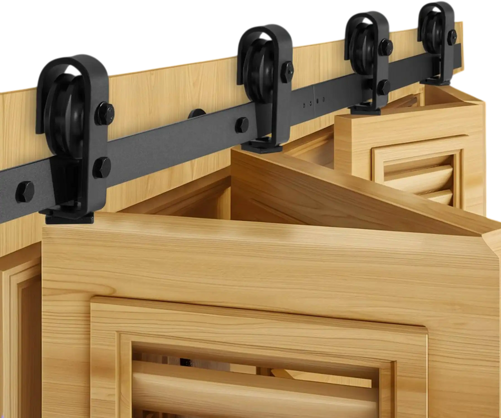 VEVOR Bi-Folding Sliding Barn Door Hardware Track Kit, 52" Top Mount Track Kit, Slide Smoothly & Quietly, Heavy Duty, Easy to Install, Suitable for Four 12" Closet Pantry Laundry Doors (Not Included)