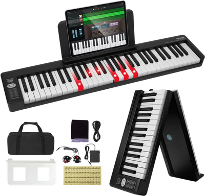 Vevor Keyboard Piano 61-Key Foldable Bluetooth MIDI Portable Digital Piano Black New
