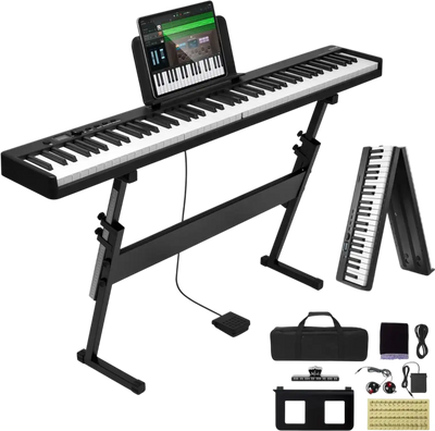 Vevor Keyboard Piano 88-Key Foldable Portable Bluetooth MIDI with Stand New