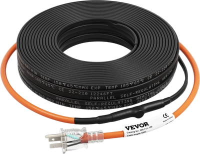 Vevor Pipe Heating Cable Self-Regulating 120' 5W/ft Heat Tape with Built-In Thermostat New