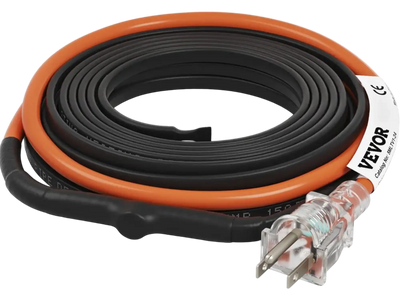 Vevor Pipe Heating Cable Self-Regulating 24' 5W/ft with Built-In Thermostat New