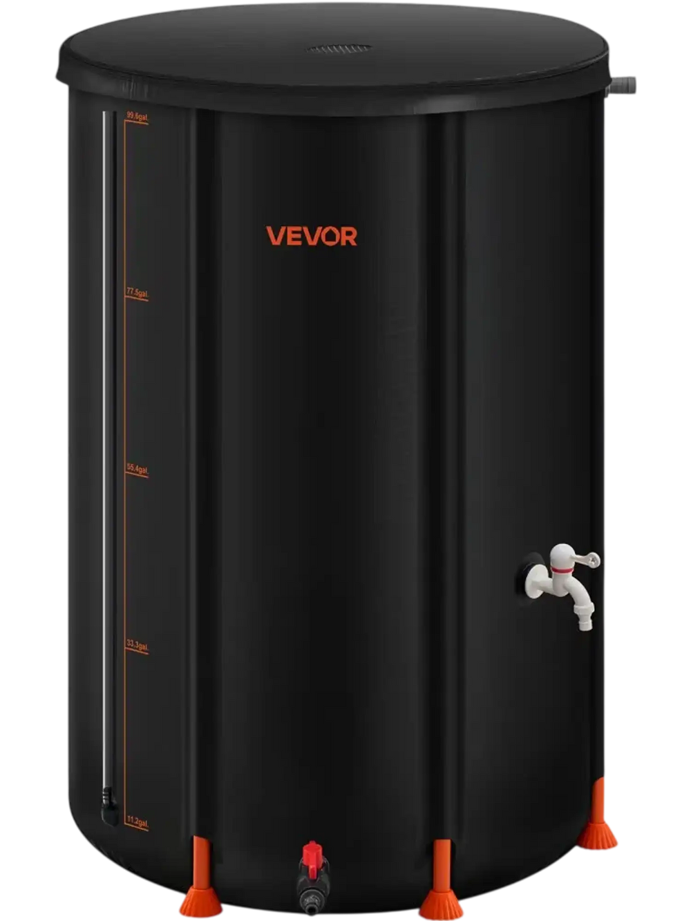 VEVOR Collapsible Rain Barrel, 100 Gallon Portable Rain Water Collection Barrel, 1000D PVC Rainwater Collection System, Garden Water Catcher Tank Storage Container with Spigot & Overflow Kit, Black