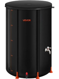 VEVOR Collapsible Rain Barrel, 100 Gallon Portable Rain Water Collection Barrel, 1000D PVC Rainwater Collection System, Garden Water Catcher Tank Storage Container with Spigot & Overflow Kit, Black