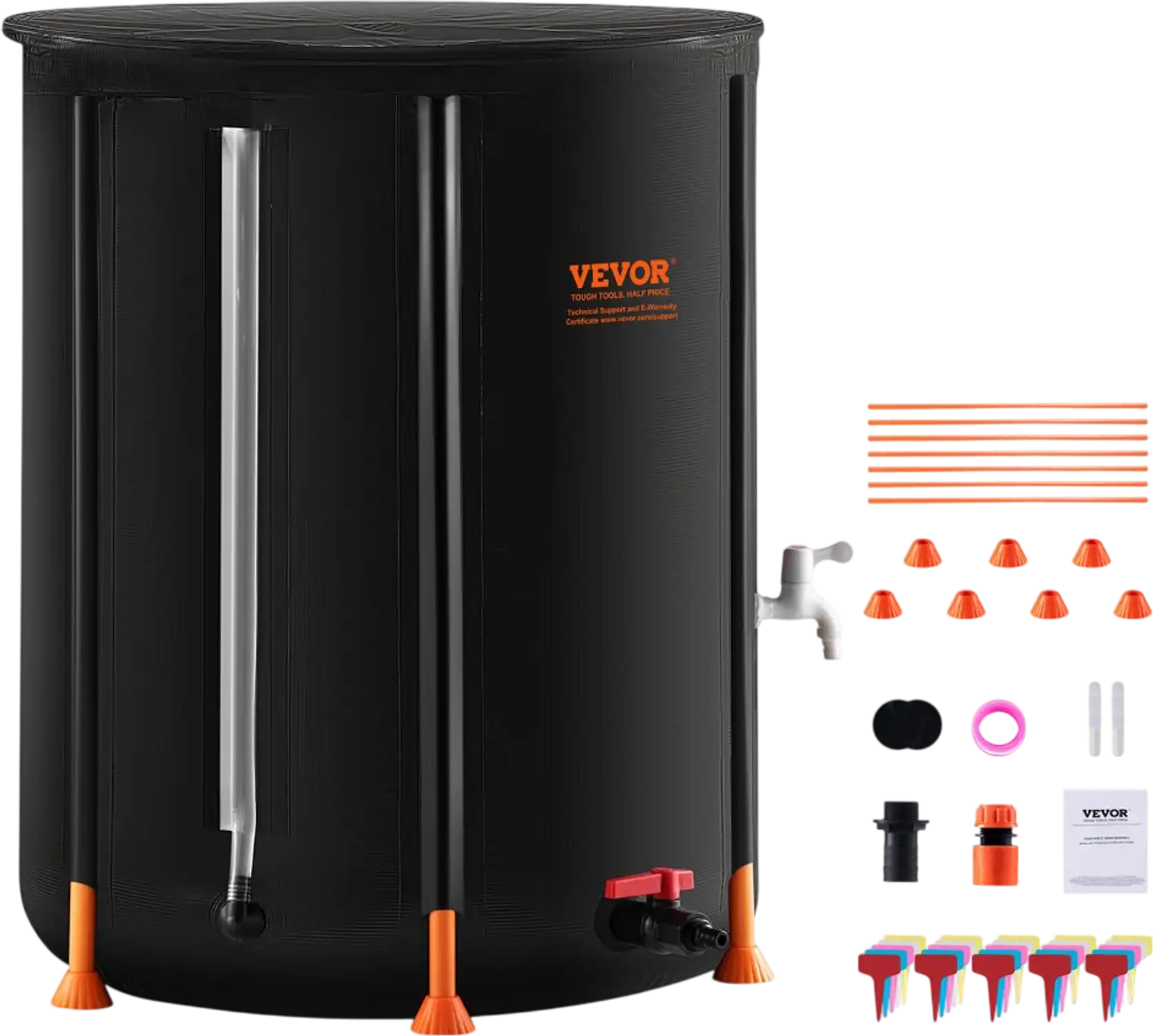 Vevor Rain Barrel 100 Gal Collapsible Rain Catcher with Spigots and Overflow Kit New