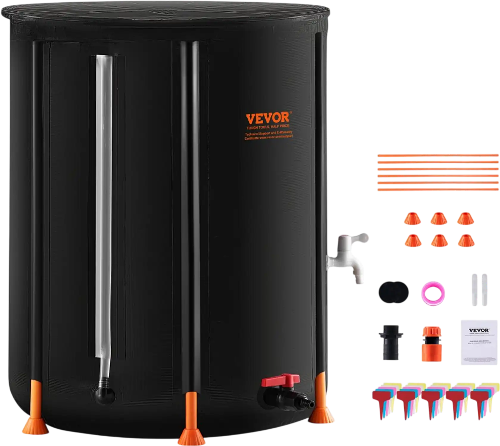 Vevor Rain Barrel 53 Gallon Collapsible Rain Catcher with Spigots and Overflow Kit New