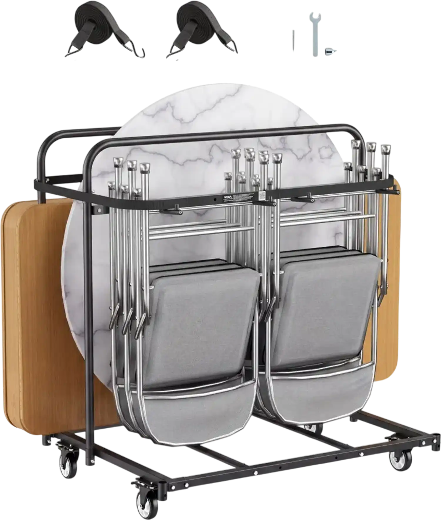 Vevor Table and Chair Rack Cart Folding Storage Dolly New