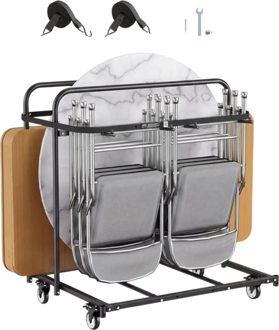 Vevor Table and Chair Rack Cart Folding Storage Dolly New