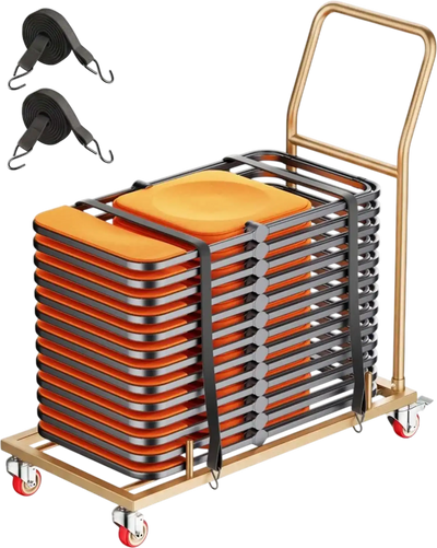 Vevor Folding Chair Cart L-Shape 25-Chair Storage Dolly New