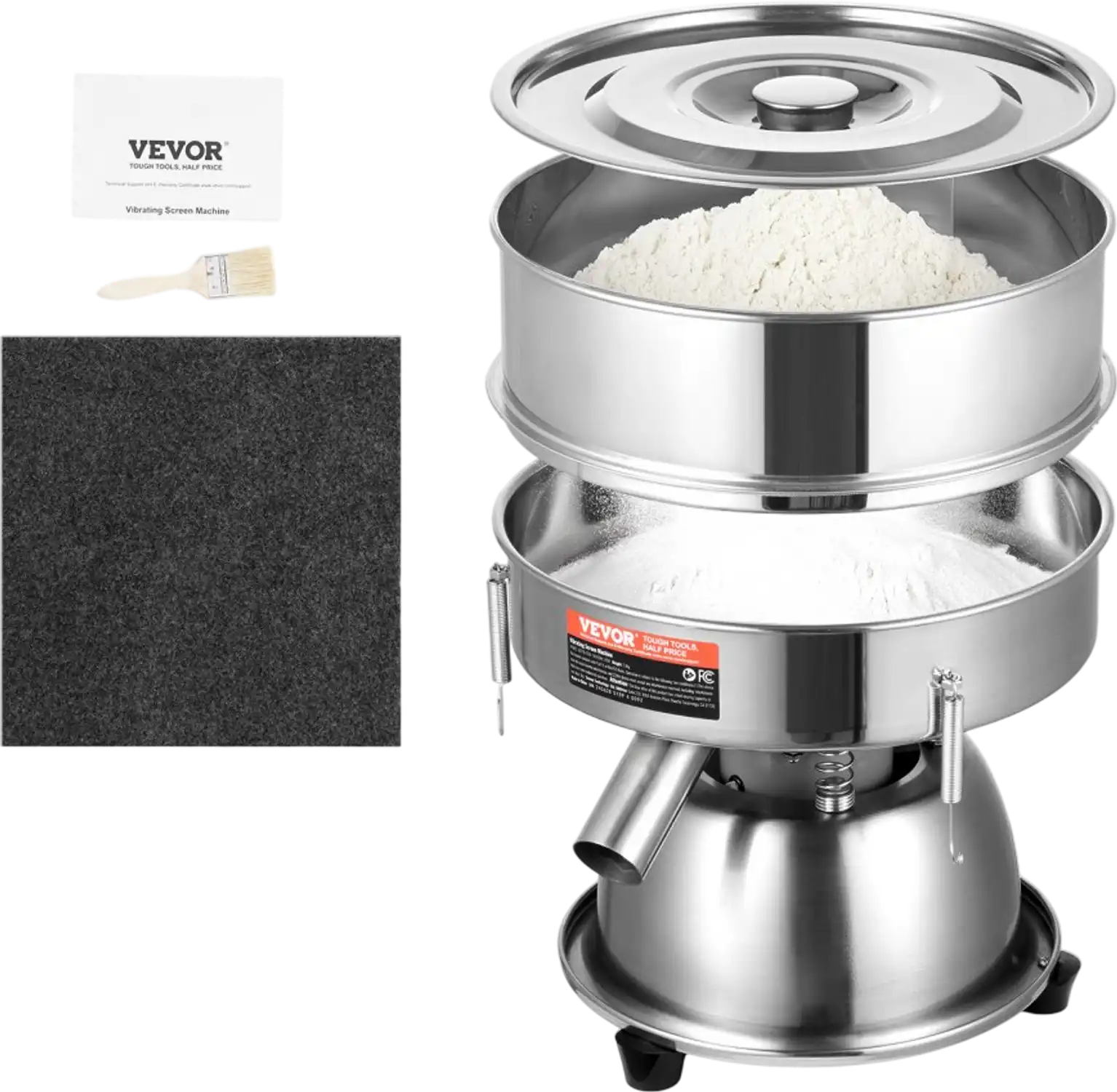 Vevor Vibrating Sieve Machine Electric Flour Sifter Shaker 12 + 80 Mesh New