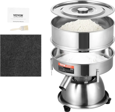 Vevor Vibrating Sieve Machine Electric Stainless Steel Sifter Shaker 30 + 50 Mesh New
