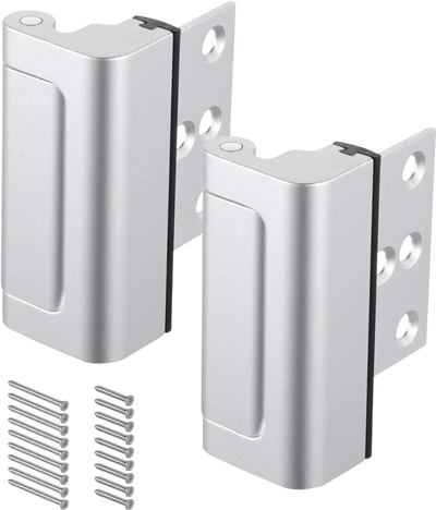 VEVOR Door Reinforcement Lock, 2 Pack Home Security Door Lock, with 3 Inch Stop Withstand 800 lbs of Force, with 8 Screws, for Inward-Opening, Aluminum Alloy, Add Extra High Security to Your Home