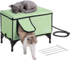 VEVOR Elevated Heated Cat House, Cuboid Kitty Shelter with Adjustable Temperature and Timer, 900D Oxford Cloth Foldable Cat Shelter with Heated Pad  for Winter to Stay Warm and Cozy, Green (Middle)