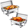 VEVOR Chafing Dish Buffet Set, 8 Qt 2 Pack, Stainless Steel Chafer with 2 Full Size Pans, Rectangle Catering Warmer Server with Lid Water Pan Stand Fuel Holder, for Weddings Parties Banquets, Silver