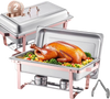 VEVOR Chafing Dish Buffet Set, 8 Qt 2 Pack, Stainless Steel Chafer with 2 Full Size Pans, Rectangle Catering Warmer Server with Lid Water Pan Stand Fuel Holder, for Wedding Party Banquet, Rose Gold