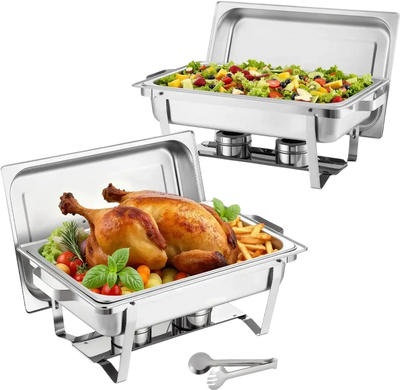Vevor Chafing Dish 9 Qt 2-Pack Stainless Steel Rectangle Food Warmer Set New
