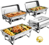 VEVOR 4 Packs Chafing Dishes for Buffet Set, 9QT Stainless Steel Chafer, for Banquet Party Wedding, Rectangle Buffet Server and Warmer, with 4 Full Size Pans, Fuel Holder, and Foldable Stand