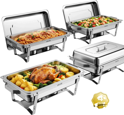 Vevor Chafing Dish Set 4-Pack 9QT Stainless Steel Buffet Server and Warmer New