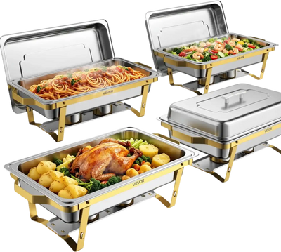 Vevor Chafing Dish Set 4-Pack 9QT Stainless Steel Buffet Server and Warmer New