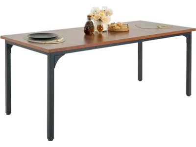 VEVOR Rectangle Dining Table, 71 inch Length Large Wood Tables for 6-8 Person, Farmhouse Dinner Furniture, Rustic Conference Desk with Iron Legs, for Home Kitchen Living Room, Brown(Only Table)