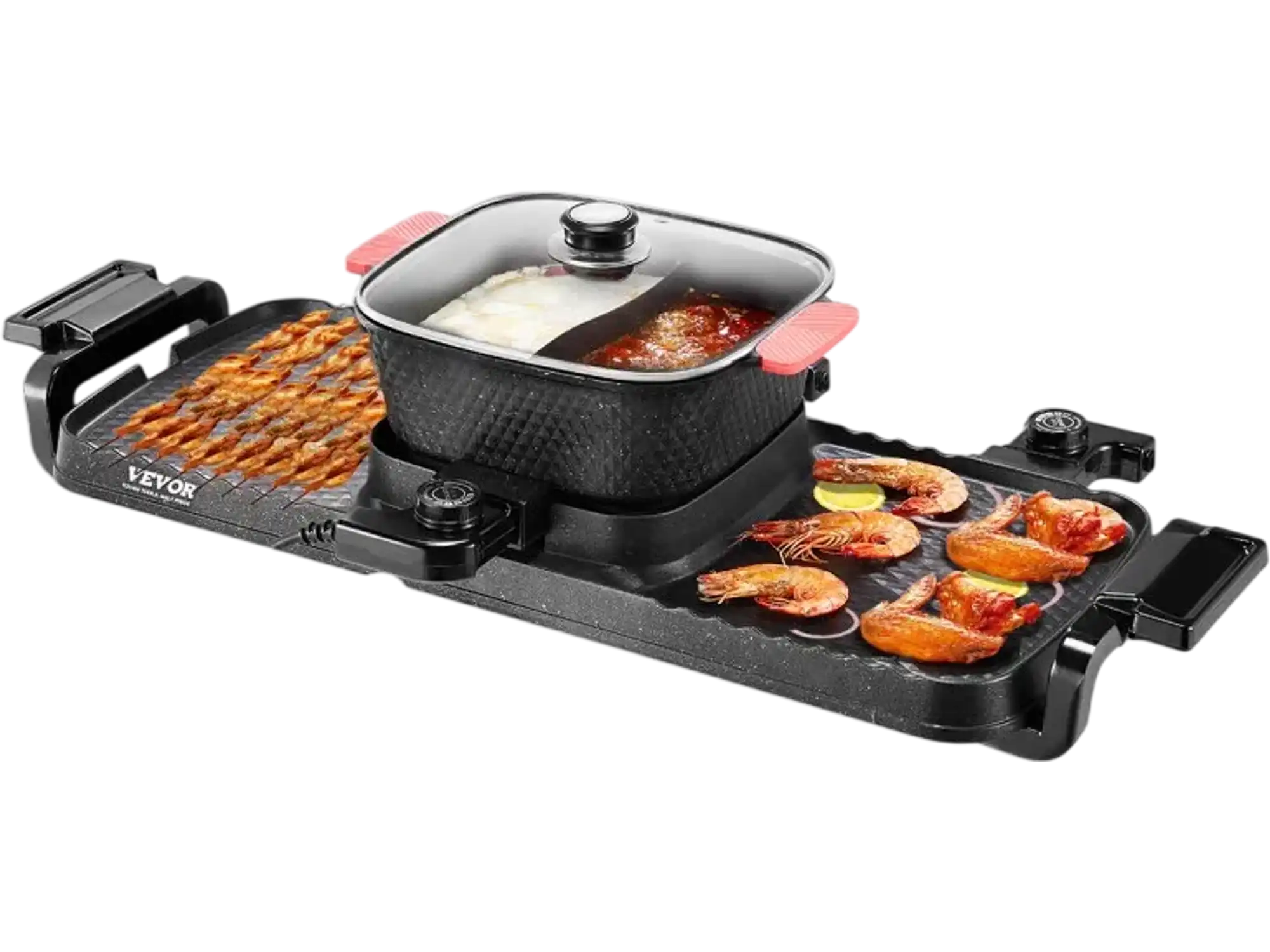 Vevor Hot Pot Grill 2300W 2-in-1 Electric Smokeless BBQ Pan with Removable Pot New