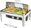 VEVOR Roll Top Chafing Dish Buffet Set, 9 Qt, Stainless Steel Chafer with 2 Half Size Pans, Rectangle Catering Warmer Server with Visible Lid Water Pan Stand Fuel Holder Clip, for at Least 9 People