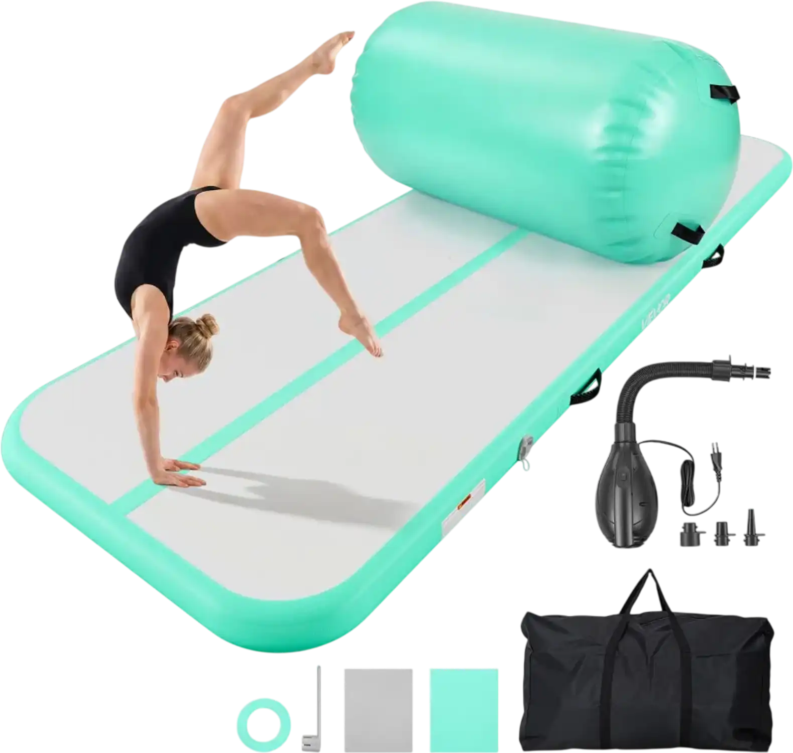 Vevor Tumbling Mat Inflatable Gymnastics Air Mat Set with Air Barrel 10' x 3.3' x 4