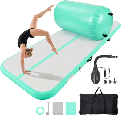 Vevor Tumbling Mat Inflatable Gymnastics Air Mat Set with Air Barrel 10' x 3.3' x 4