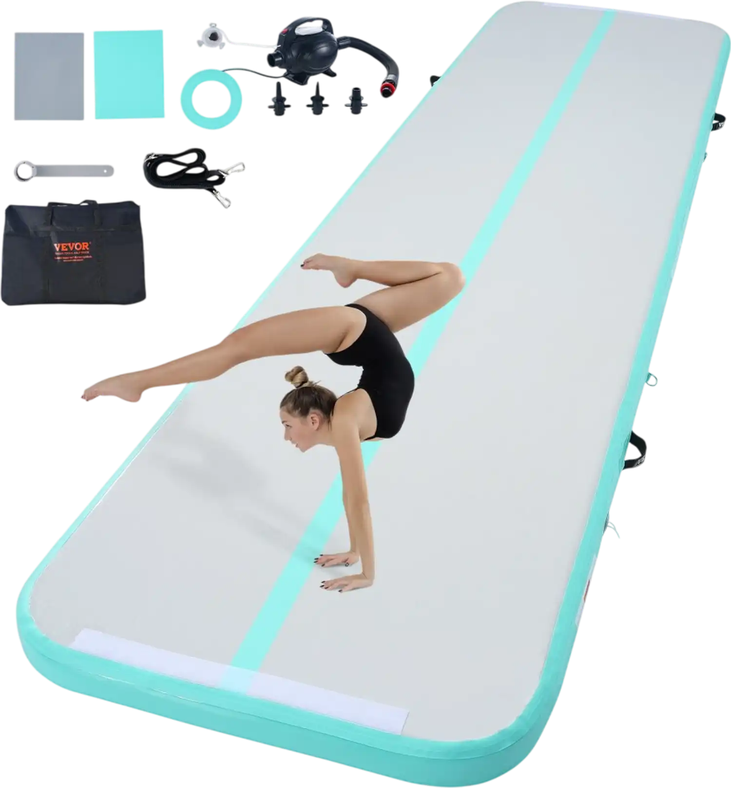 Vevor Gymnastics Air Mat Inflatable Tumbling Training Mat 13' Mint Green New