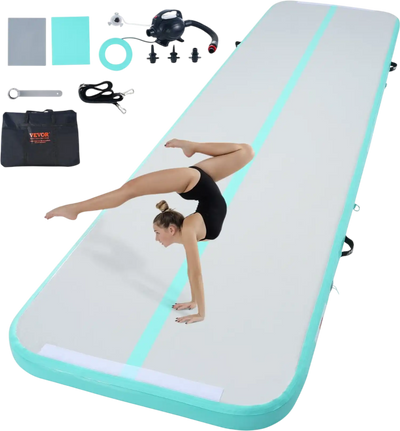 Vevor Gymnastics Air Mat Inflatable Tumbling Training Mat 13' Mint Green New