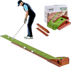 VEVOR Golf Putting Mat, 1 Hole Indoor Golf Putting Green, Wrinkle-Free Golf Training Aid, Mini Golf Accessory with Auto-Ball Return, Alignment Guide, and Wood Base, Game Practice Gift for Home Office
