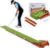 VEVOR Golf Putting Mat, 5 Hole Indoor Golf Putting Green, Wrinkle-Free Golf Training Aid, Mini Golf Set  with Auto-Ball Return, Alignment Guide, 3 Ball, Wood Base, Game Practice Gift for Home Offic
