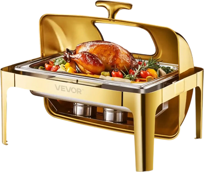 Vevor Chafing Dish 9 Qt Roll Top Buffet Set Gold New