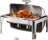 VEVOR Roll Top Chafing Dish Buffet Complete Set, 9Qt Stainless Steel Chafer with Full Size Pan, Rectangle Catering Warmer Server with Lid Water Pan Folding Stand Fuel Holder Meal Clip, Silver