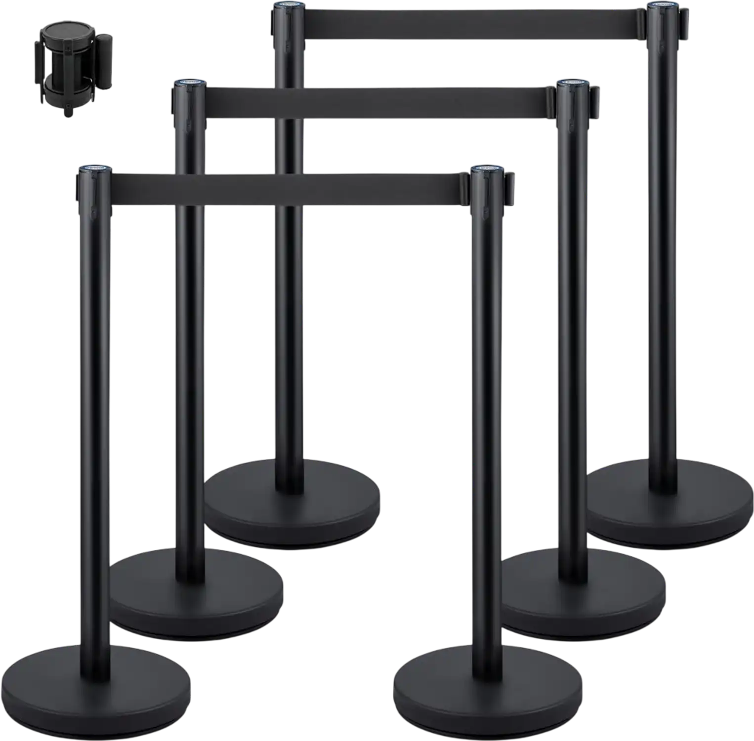 Vevor Crowd Control Stanchions 6-Pack Black Belt Queue Posts New