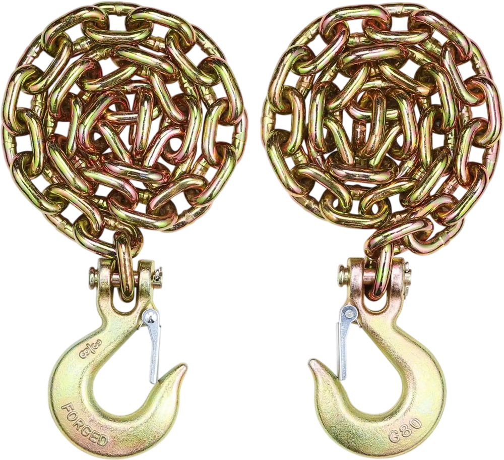 VEVOR G80 Transport Binder Chain, 3/8" x 2.9' 2-Pack Tow Chain with Clevis Snap Hook, 7100 lbs Safe Working Load, Heavy Duty Logging Chain for Transporting Towing Truck Tie Down Binding Equipment