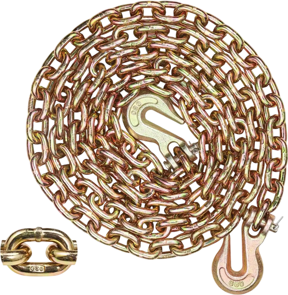 VEVOR G80 Transport Binder Chain, 5/16" x 10.3' Tow Chain with Clevis Grab Hooks, 4900 lbs Safe Working Load, Heavy Duty Trailer Logging Chain for Transporting Towing Truck Tie Down Binding Equipment