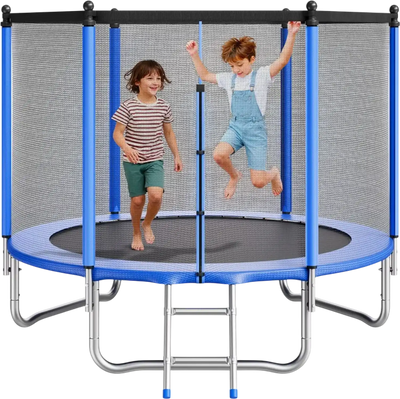 Vevor Trampoline 8' Round Outdoor Recreational with Enclosure Net New