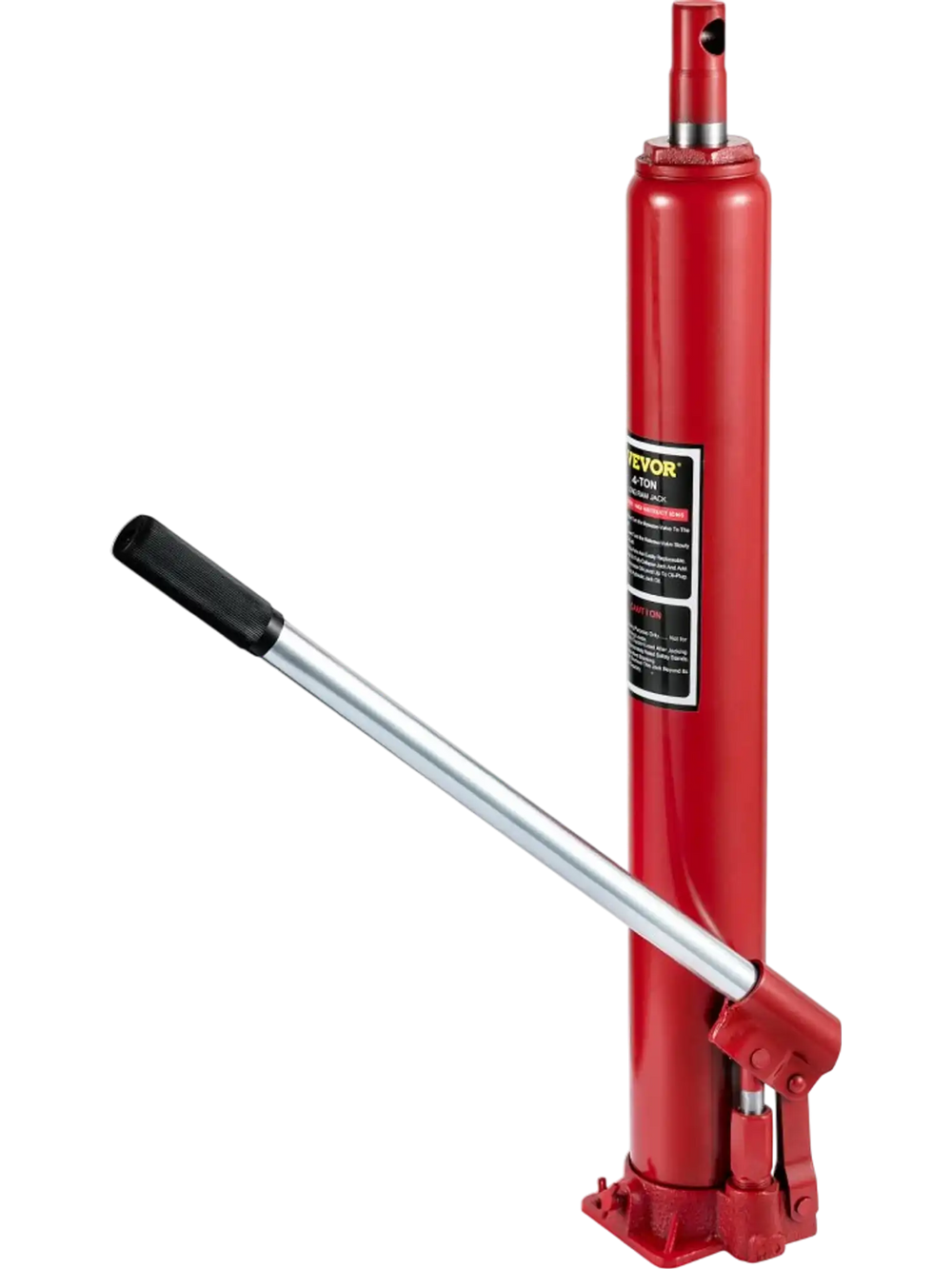 VEVOR Hydraulic Long Ram Jack, 4 Tons/8818 lbs Capacity, with Single Piston Pump and Flat Base, Manual Cherry Picker with Handle, for Garage/Shop Cranes, Engine Lift Hoist, Red