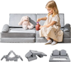 VEVOR Modular Kids Play Couch, Sectional Toddler Sofa with Armrests, 28D Sponge & Short Pile, Convertible Kids Modular Couch DIY Creative Combination for Playroom, Bedroom, Living Room, 10 Pcs, Gray
