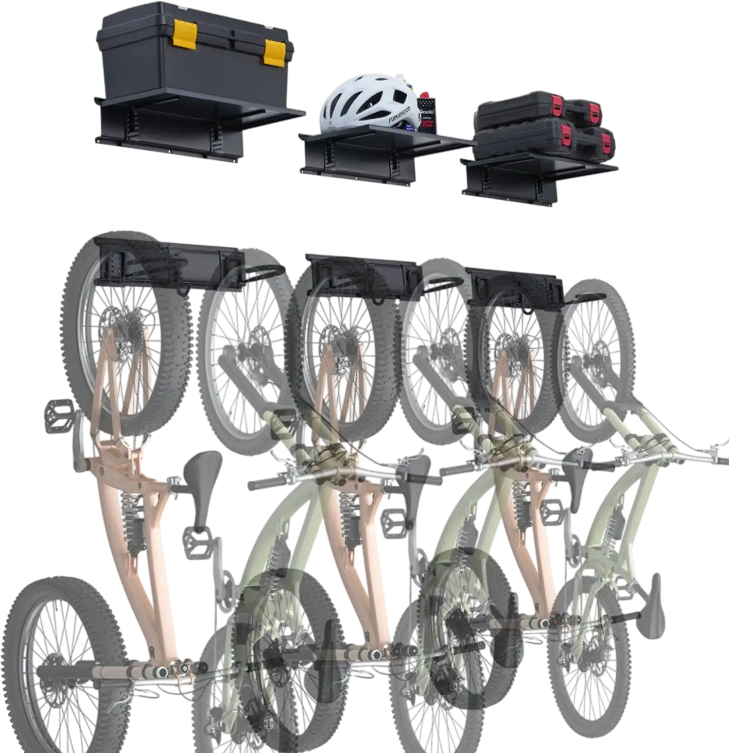 Vevor Bike Storage Rack Wall Mount Garage Organizer for 6 Bicycles with 3 Shelves New