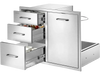 VEVOR Outdoor Kitchen Drawer Combo, 23"W x 21"H x 30"D, Propane Ring, for BBQ Island Storage, Patio Bars and Grill Station, with Handle, Built-In BBQ Island Drawers Organize Cookware Accessories