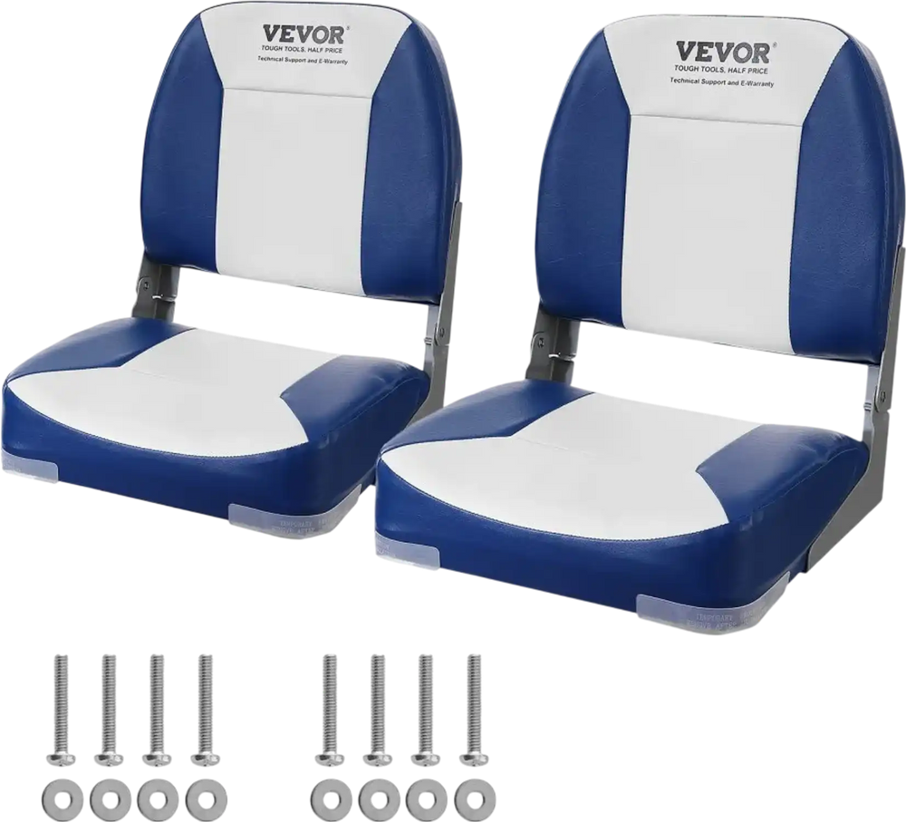 VEVOR Boat Seat Low Back Fold-Down Fishing Boat Chair with Sponge Padding 2 Pack