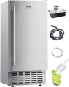 VEVOR Undercounter Built-in Ice Maker, 66 Lbs/Day Under Counter Nugget Ice Maker Machine with Reversible Door Stainless Steel, Freestanding Ice Maker for Commercial Home Kitchen, Electric Drainage