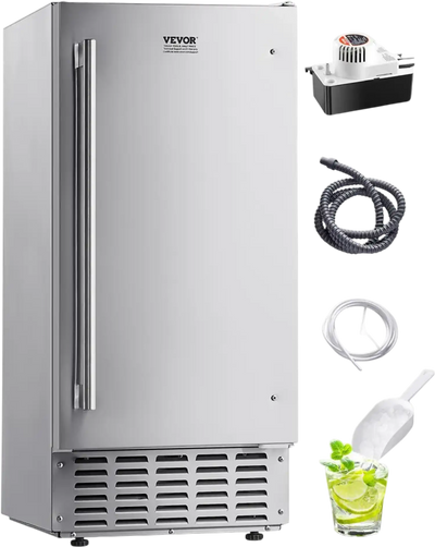 Vevor Ice Maker Undercounter Built-In Nugget 66 lbs/Day Stainless Steel New